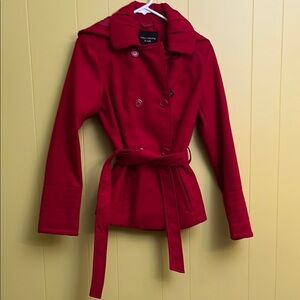 Celebrity Pink Red Trench Coat with Belt